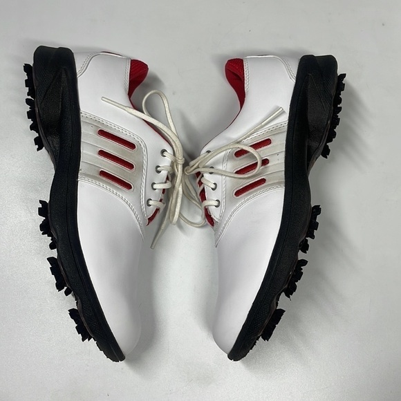 Adidas Women's W Comfort Stripe White & Red Golf Shoes Size 5.5 - Picture 2 of 8